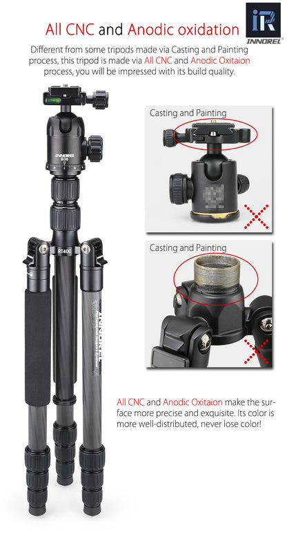 Trépied tripod professionnel Innorel RT40C 14kg 164 cm en fibre de carbone 1.38Kg