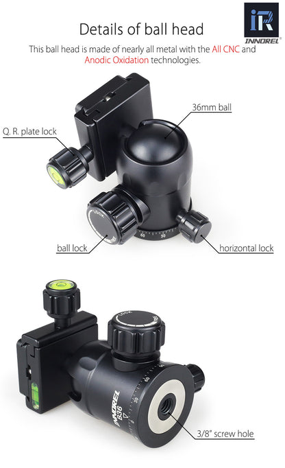 Trépied tripod professionnel Innorel RT40C 14kg 164 cm en fibre de carbone 1.38Kg