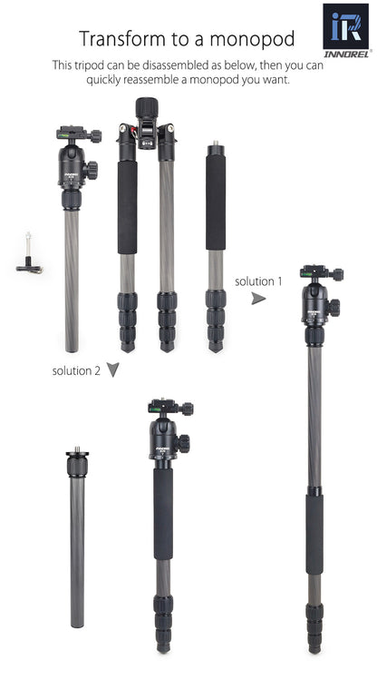 Trépied tripod professionnel Innorel RT40C 14kg 164 cm en fibre de carbone 1.38Kg