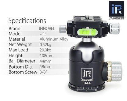 Tête rotative 720° pour trépied standard INNOREL U44 20Kg
