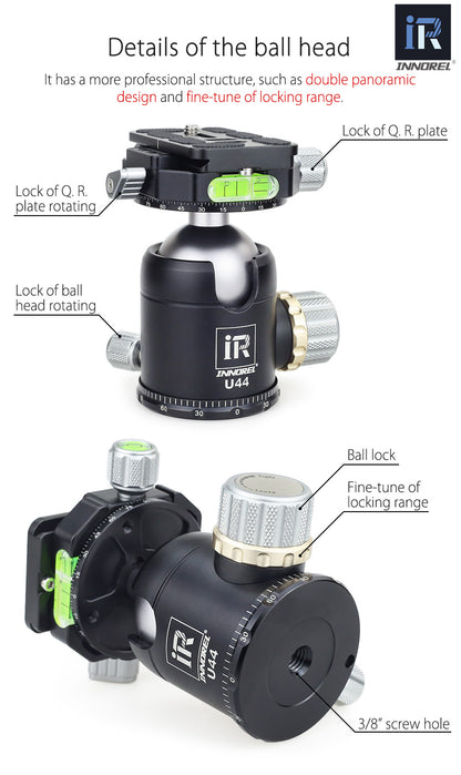 Tête rotative 720° pour trépied standard INNOREL U44 20Kg