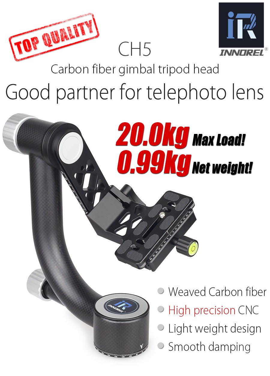 Fixation pour Téléobjectif zoom INNOREL CH5 en fibre de carbone rotation 270°