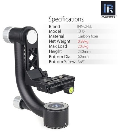 Fixation pour Téléobjectif zoom INNOREL CH5 en fibre de carbone rotation 270°