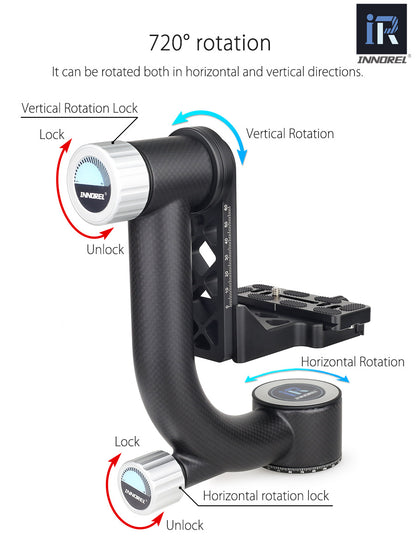 Fixation pour Téléobjectif zoom INNOREL CH5 en fibre de carbone rotation 270°
