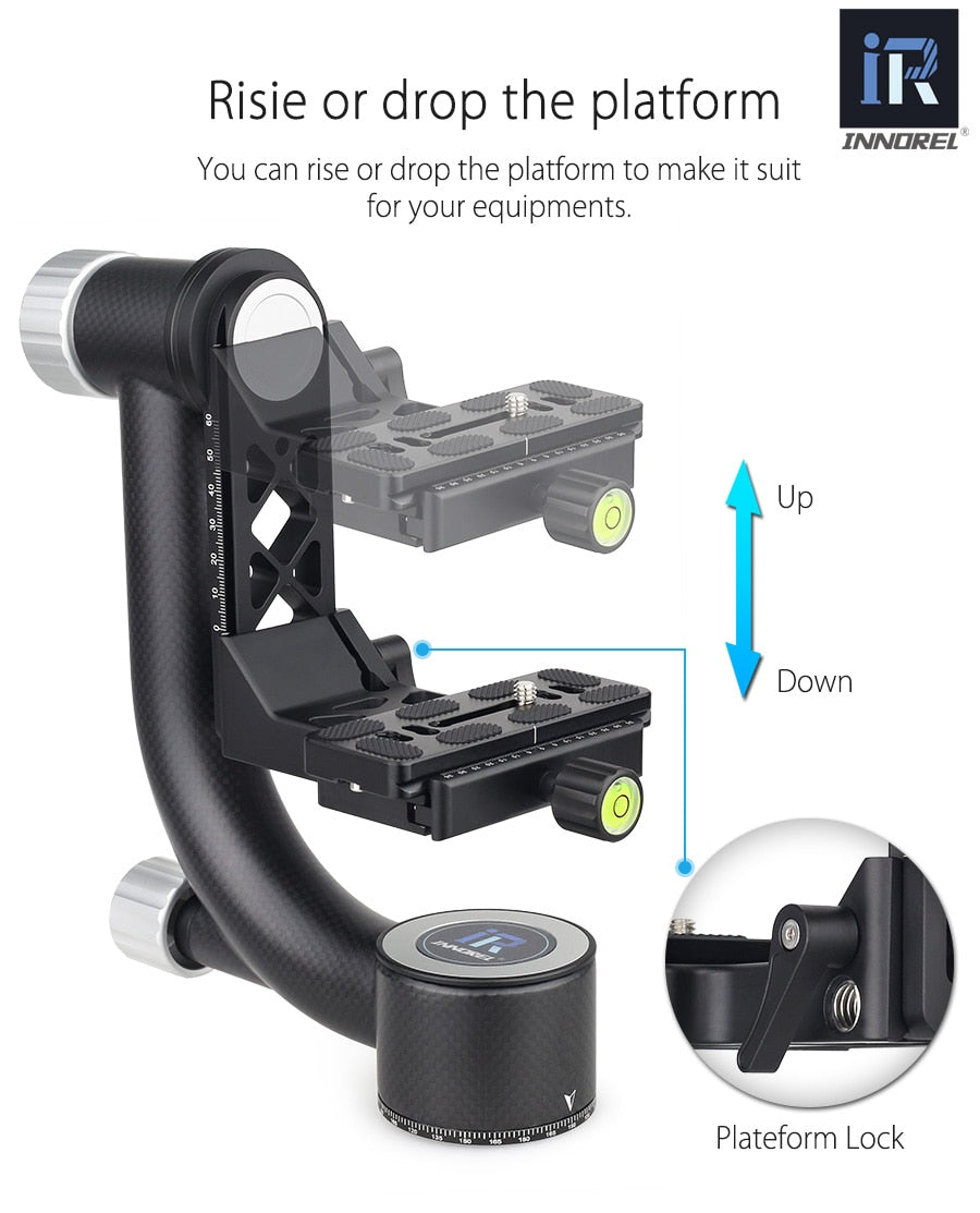 Fixation pour Téléobjectif zoom INNOREL CH5 en fibre de carbone rotation 270°