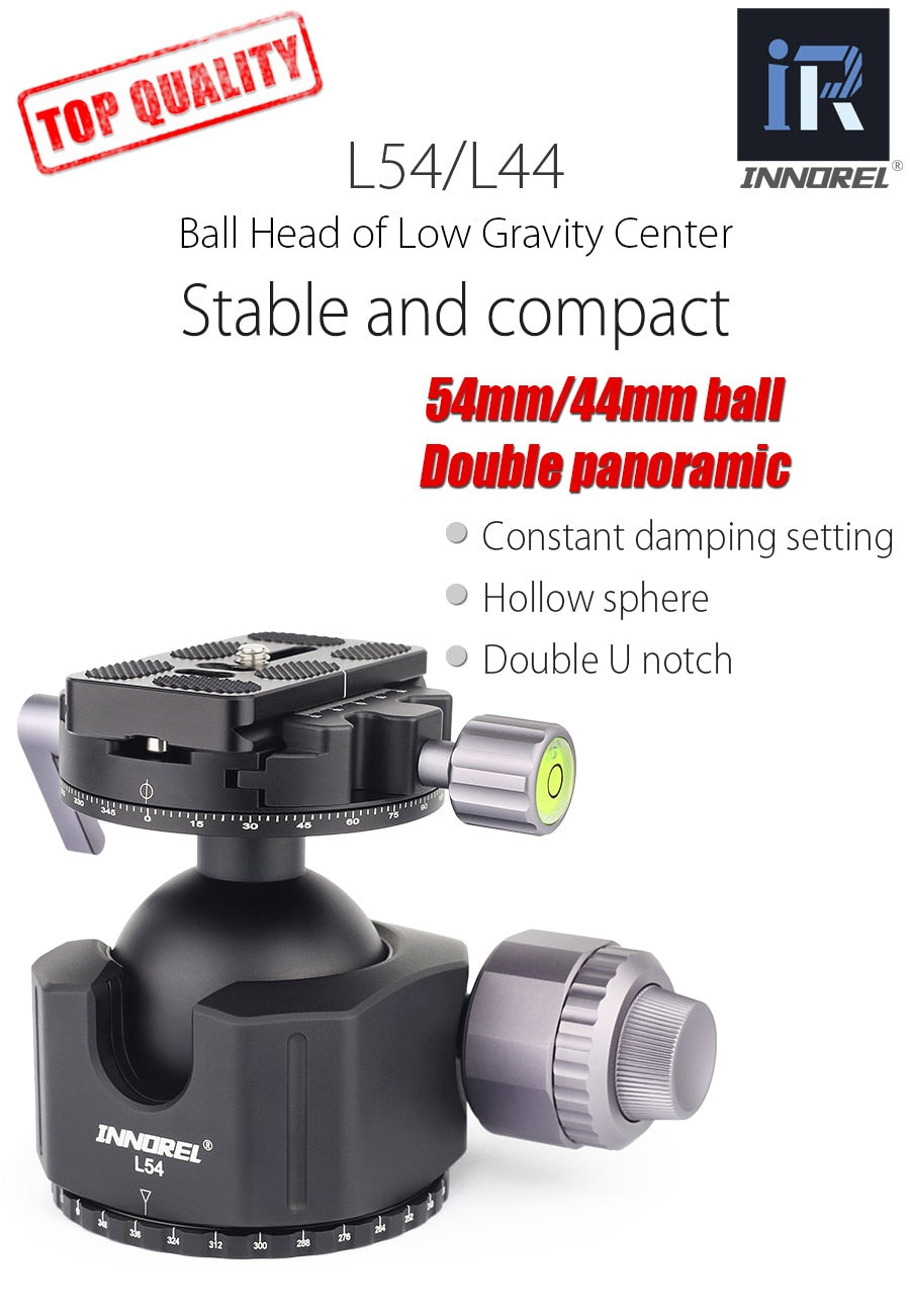 Rotule Innorel L54 et L44 pour trépied standard monté sur sphère 25Kg et 30Kg