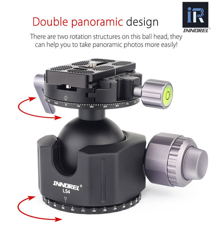 Rotule Innorel L54 et L44 pour trépied standard monté sur sphère 25Kg et 30Kg