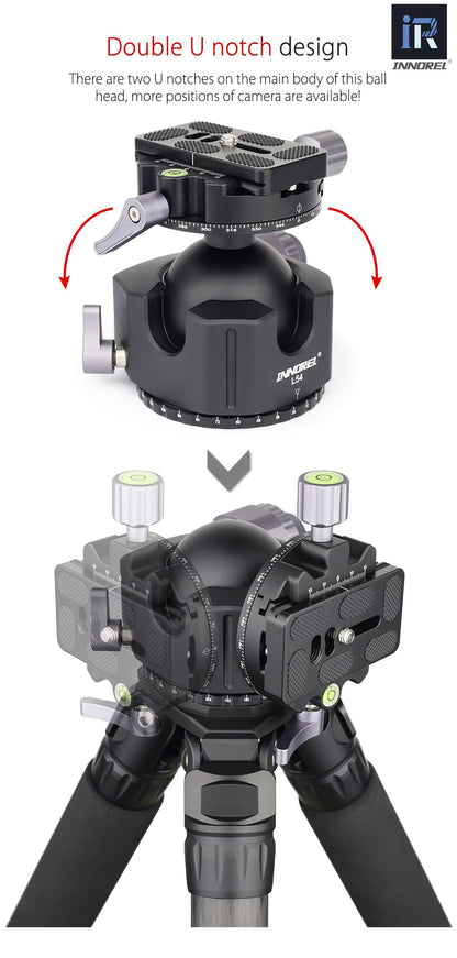 Rotule Innorel L54 et L44 pour trépied standard monté sur sphère 25Kg et 30Kg