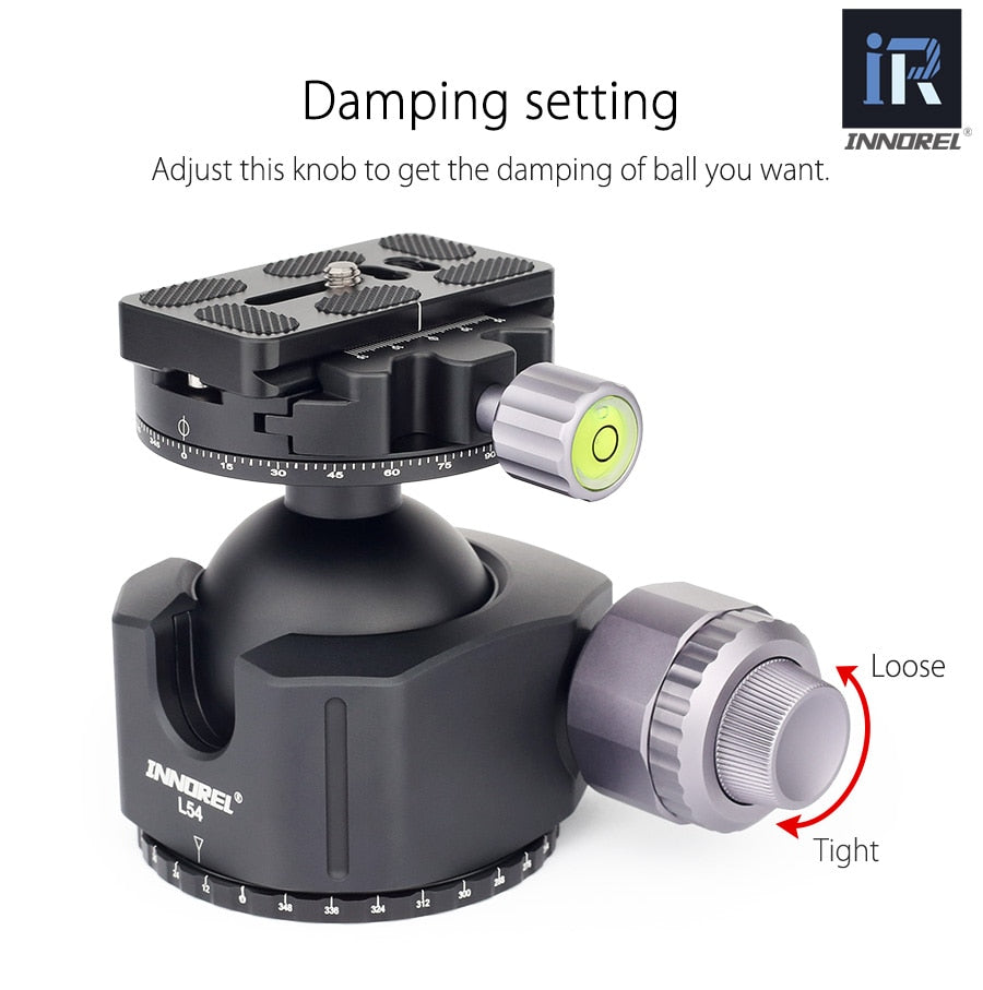 Rotule Innorel L54 et L44 pour trépied standard monté sur sphère 25Kg et 30Kg