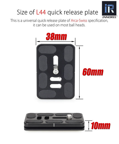 Rotule Innorel L54 et L44 pour trépied standard monté sur sphère 25Kg et 30Kg