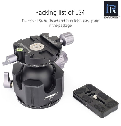 Rotule Innorel L54 et L44 pour trépied standard monté sur sphère 25Kg et 30Kg