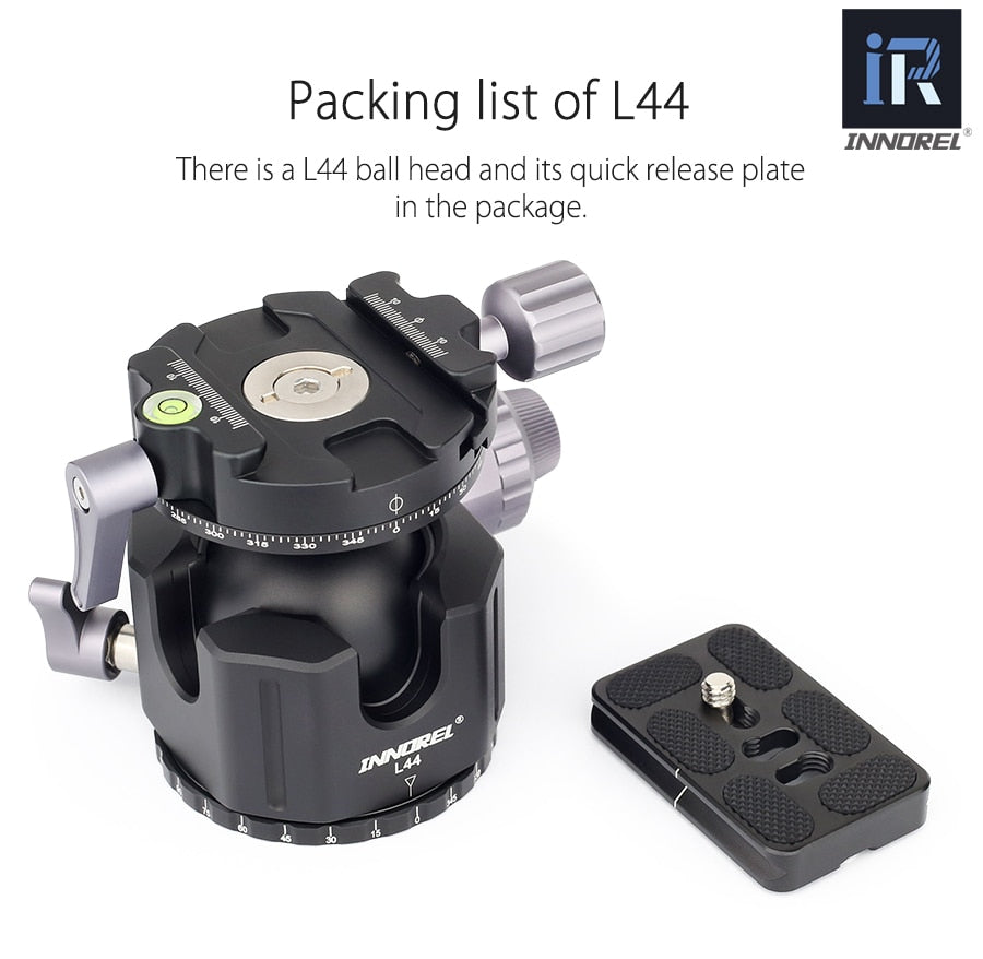 Rotule Innorel L54 et L44 pour trépied standard monté sur sphère 25Kg et 30Kg