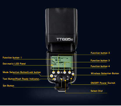 Flash speedlite Godox TT685 TTL HSS pour Canon Nikon Sony Fuji Olympus