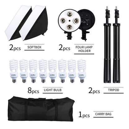 KIT d'éclairage SH E27 + softbox 50x70CM + trépied + ampoule pour studio