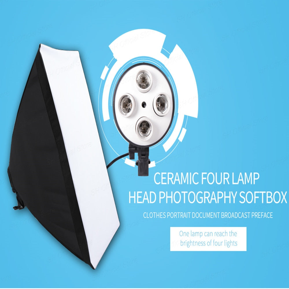 KIT d'éclairage SH E27 + softbox 50x70CM + trépied + ampoule pour studio