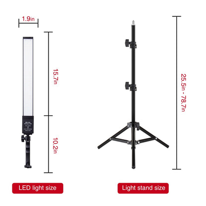 Bi-color 3200-5500K studio lighting kit with 2* 188 LEDs + 2M stand for YouTube portrait...