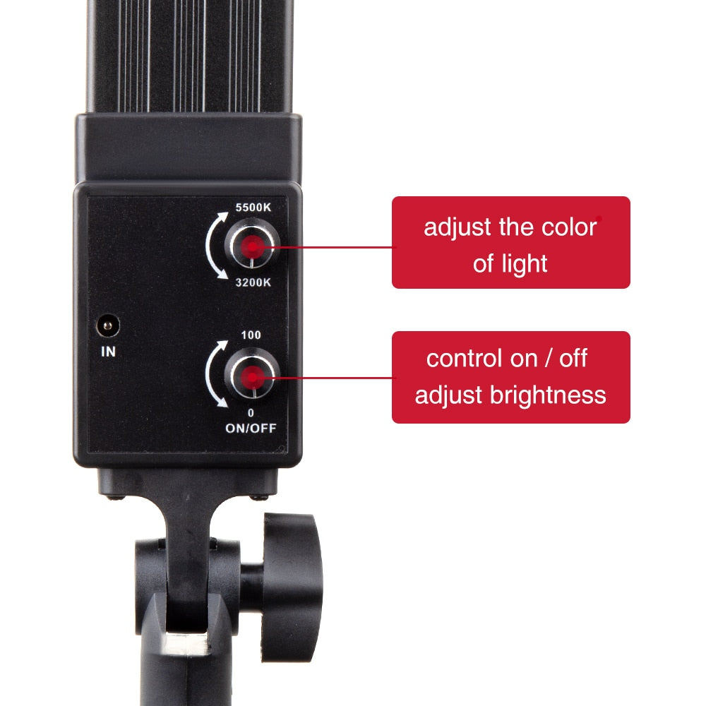 Bi-color 3200-5500K studio lighting kit with 2* 188 LEDs + 2M stand for YouTube portrait...