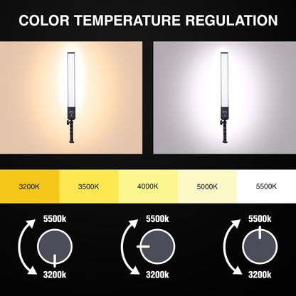 Bi-color 3200-5500K studio lighting kit with 2* 188 LEDs + 2M stand for YouTube portrait...