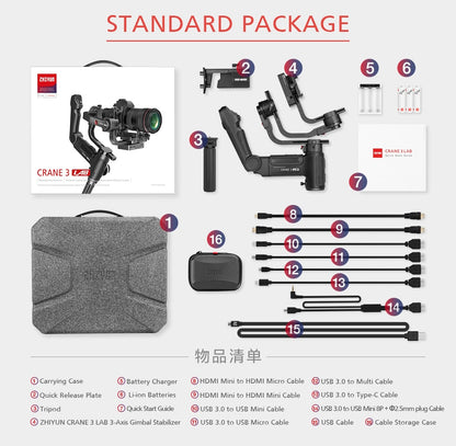 Stabilisateur Zhiyun Crane 3 LAB + accessoires