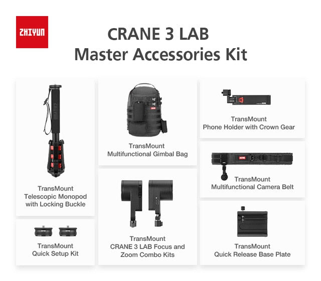 Stabilisateur Zhiyun Crane 3 LAB + accessoires