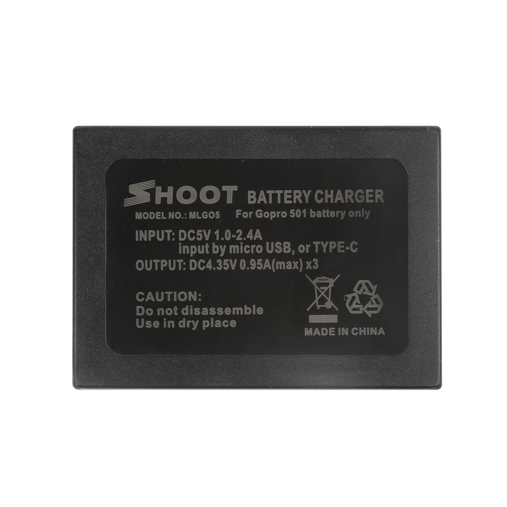 Chargeur SHOOT 2 ou 3 ports AHDBT-501 pour GoPro Hero 8 7 6 5 Black
