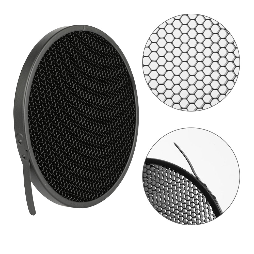 Abat-jour réflecteur GODOX + grille diffuseur en Nid D'abeilles pour Flash Stroboscopique Bowens...