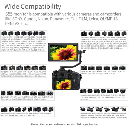 Moniteur FEELWORLD S55 5.5 inch 4K HDMI LCD HD 1280x720 pour canon nikon sony...