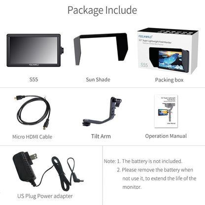 Moniteur FEELWORLD S55 5.5 inch 4K HDMI LCD HD 1280x720 pour canon nikon sony...