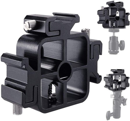 Support 3 en 1 pour fixer 3 flashs à un trépied + 1 parapluie réflecteur