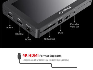 Moniteur FEELWORLD F6 PLUS 4K 5.5" 3D LUT FHD 1920x1080 écran tactile pour reflex, caméra