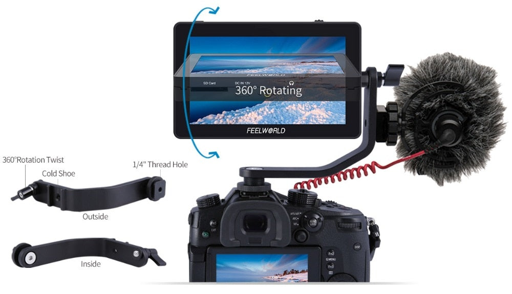 Moniteur FEELWORLD F6 PLUS 4K 5.5" 3D LUT FHD 1920x1080 écran tactile pour reflex, caméra