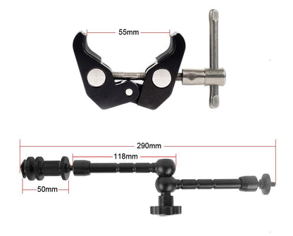Bras articulé à Friction réglable de 29 cm + pince pour moniteur LCD, reflex, LED...