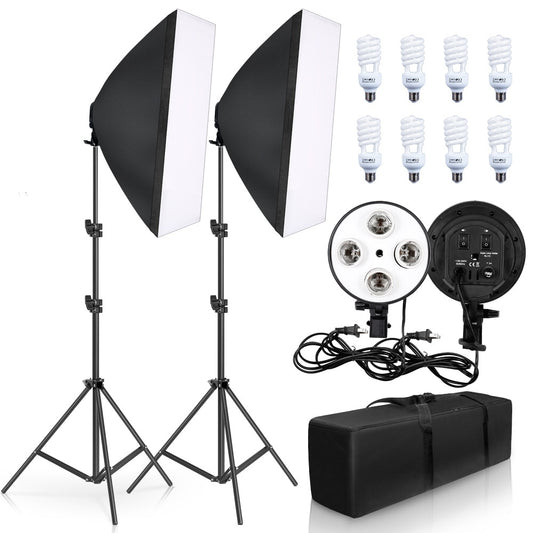 KIT d'éclairage SH E27 + softbox 50x70CM + trépied + ampoule pour studio