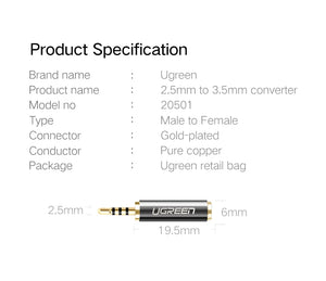 Adaptateur audio Ugreen Jack 3.5 mm vers 2.5 mm et 2.5mm Mâle vers 3.5mm Femelle