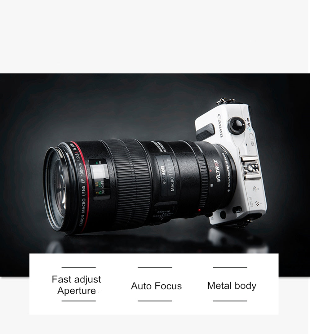 Bague d'adaptation Viltrox EF-EOSM  AF pour objectif Canon EF EF-S vers EOS M EF-M M2 M3 M5 M6 M10 M50 M100
