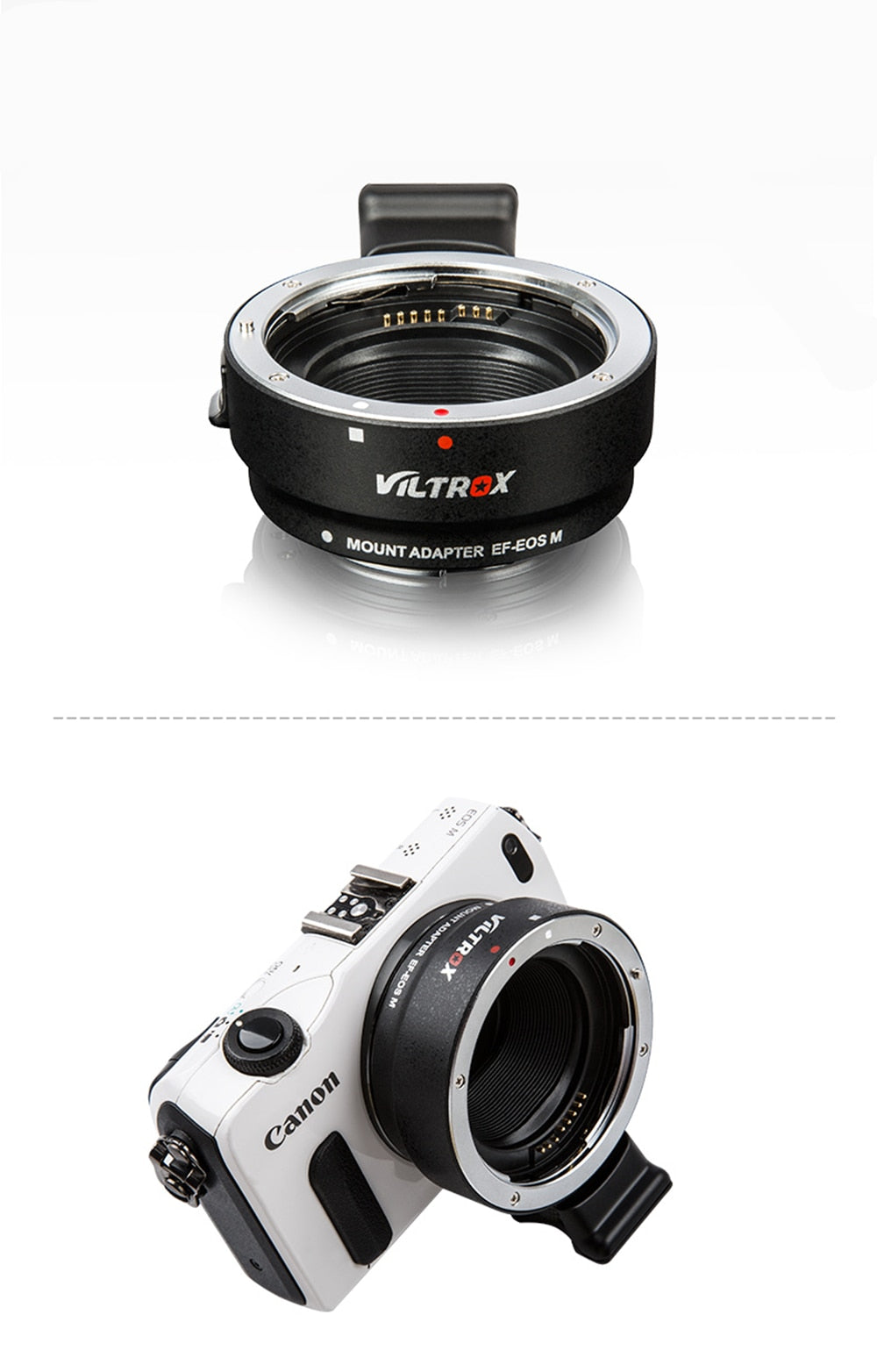 Bague d'adaptation Viltrox EF-EOSM  AF pour objectif Canon EF EF-S vers EOS M EF-M M2 M3 M5 M6 M10 M50 M100