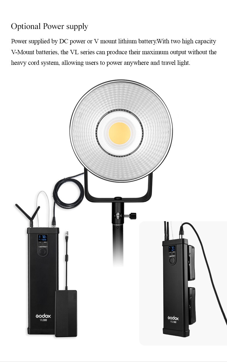 Godox VL150 COB LED lighting 150Ws 5600K Bluetooth 2.4 Wireless + accessories 
