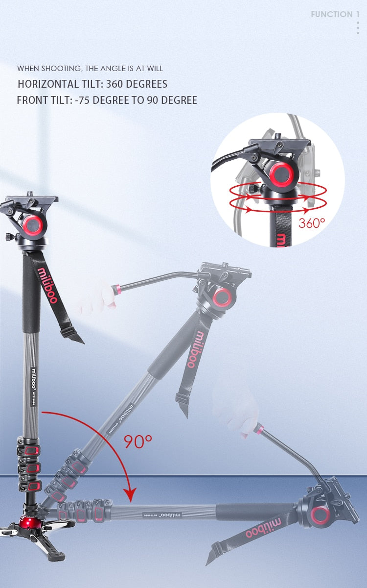 Trépied TOWER Monopod professionnel Miliboo en fibre de carbone