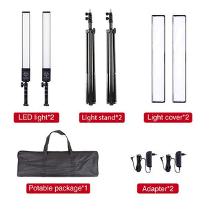 Kit éclairage studio Bi-color 3200-5500K avec 2* 188 LED + pied 2M pour portrait YouTube...