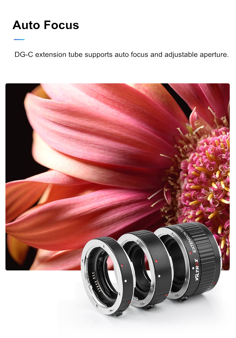 Bague d'adaptation macro Viltrox DG-C AF pour Canon EOS 2000D 850D 77D 5D Mark IV III 7D II 80D 1DS...