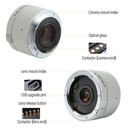 Convertisseur Viltrox C-AF 2X II TELEPLUS Autofocus 2.0X Extender pour Canon EOS EF lens 7DII 5D IV