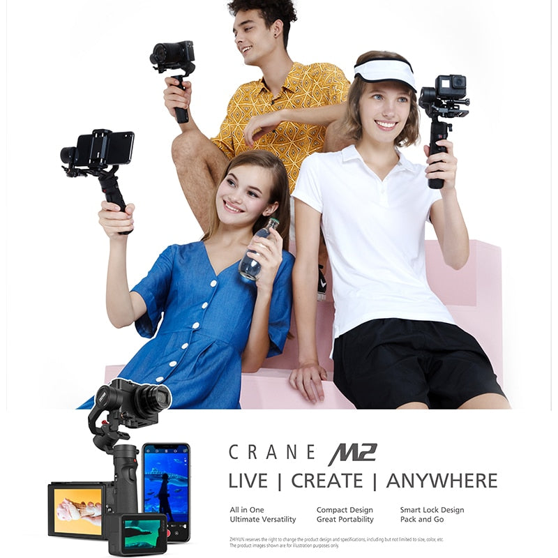 ZHIYUN Crane M2 Gimbals pour Smartphones, reflex... poids maximum 750g