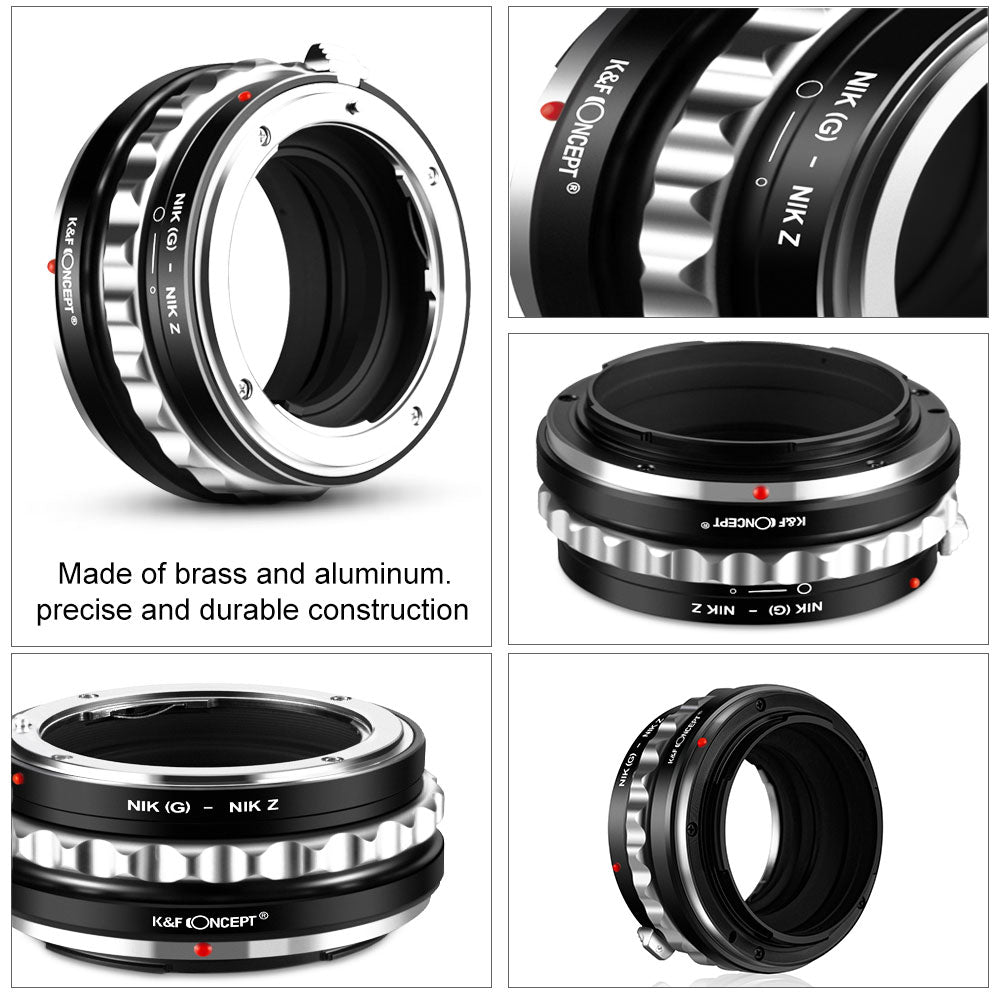 Bague d'adaptation K&F pour objectif Nikon G/F/AI/AIS/D/AF-S vers Nikon Z Mount Z6 Z7