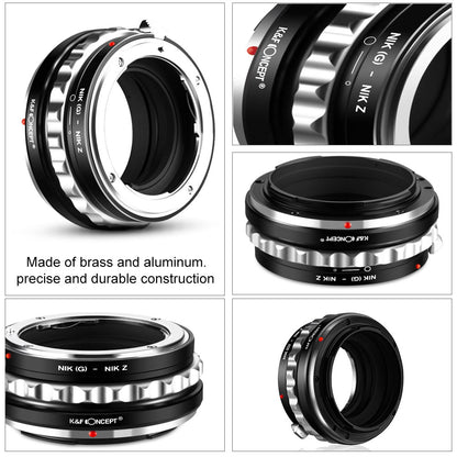 Bague d'adaptation K&F pour objectif Nikon G/F/AI/AIS/D/AF-S vers Nikon Z Mount Z6 Z7