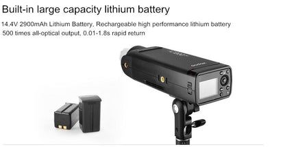 Flash Godox AD200 Pro AD200Pro 200Ws 2.4G Flash Strobe 2900mAh Batterie