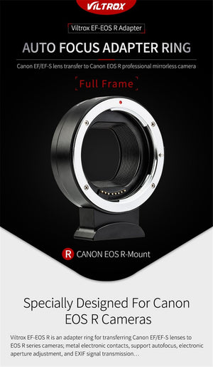 Bague d'adaptation Viltrox EF-EOS R pour objectif Canon EOS EF/EF-S vers reflex Canon RF Camera EOS R R6 RP R5