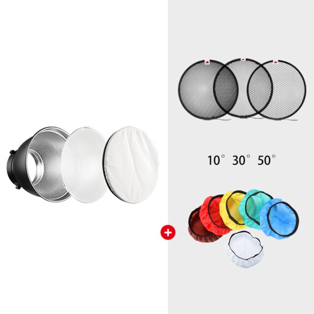 Abat-jour réflecteur GODOX + grille diffuseur en Nid D'abeilles pour Flash Stroboscopique Bowens...