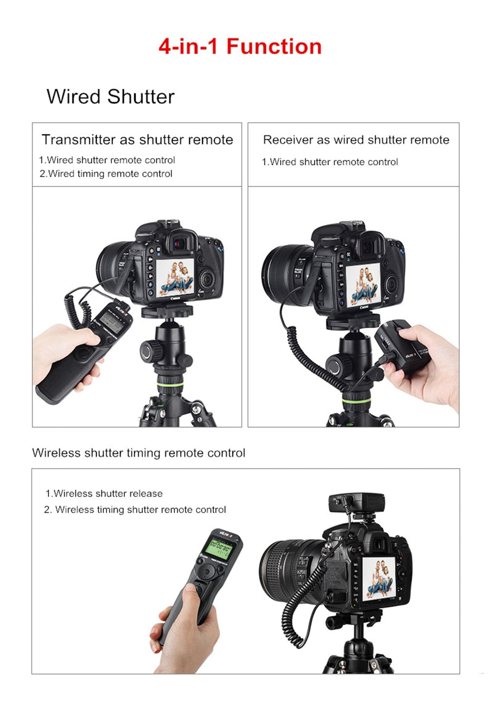 Télécommande Viltrox JY-710 avec son récepteur pour Canon, Nikon, Panasonic, Sony...