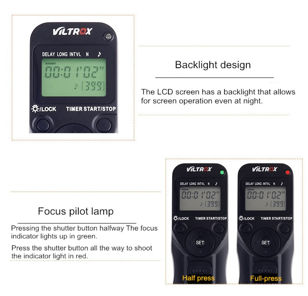 Télécommande Viltrox JY-710 avec son récepteur pour Canon, Nikon, Panasonic, Sony...