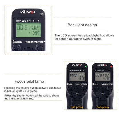 Télécommande Viltrox JY-710 avec son récepteur pour Canon, Nikon, Panasonic, Sony...